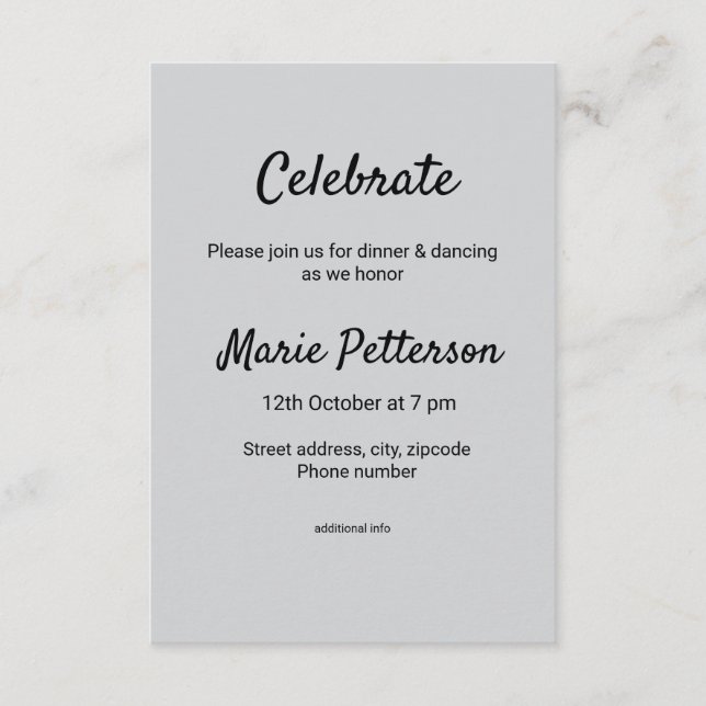 Tarjeta De Recepción simple mínimo blanco clásico edi bat mitzvah (Anverso)