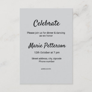 Tarjeta De Recepción simple mínimo blanco clásico edi bat mitzvah