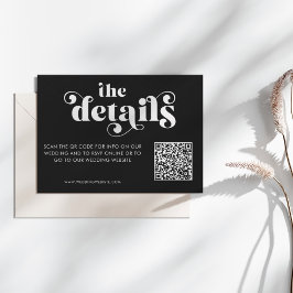 Tarjeta De Recepción Simple Modern Black & White Details Card