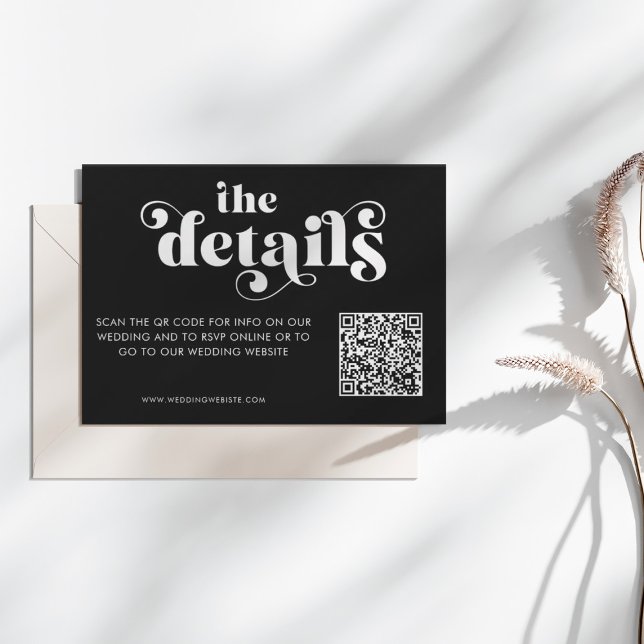 Tarjeta De Recepción Simple Modern Black & White Details Card (Subido por el creador)