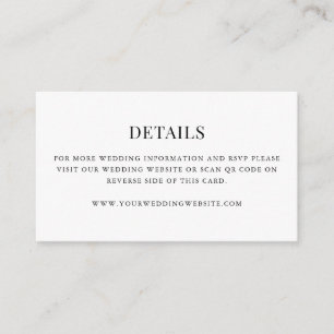Tarjeta De Recepción Simple Modern Código QR Detalles de Boda Mini