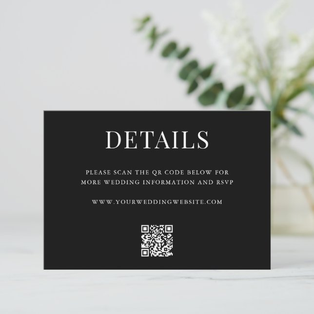 Tarjeta De Recepción Simple Modern QR Code Wedding Details (Anverso de pie)