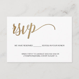 Tarjeta De Recepción Simple Moderno Asiento Reservado RSVP dorado sin c