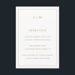Tarjeta De Recepción Simple Monograma de Oro Antiguo Elegante Boda<br><div class="desc">Tarjeta de gabinete simple Boda con un diseño moderno y elegante con su monograma de dos letras en la parte superior junto con la información de recepción rodeada de un borde delgado. Todos los elementos de diseño están en oro falso y pueden cambiarse en la herramienta de edición de diseño....</div>