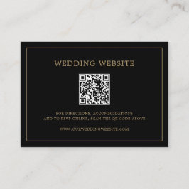 Tarjeta De Recepción Simple Monograma Dorado y Negro Elegante Boda
