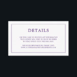 Tarjeta De Recepción Simple Monograma Purple Elegante Boda<br><div class="desc">Simple tarjeta de gabinete boda pequeña con un diseño moderno y elegante con sus detalles rodeados por un borde delgado y su monograma en la parte posterior. Todos los elementos de diseño están en color púrpura y pueden cambiarse en la herramienta de edición de diseño. Una moda y un diseño...</div>