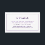 Tarjeta De Recepción Simple Monograma Purple Elegante Boda<br><div class="desc">Simple tarjeta de gabinete boda pequeña con un diseño moderno y elegante con sus detalles rodeados por un borde delgado y su monograma en la parte posterior. Todos los elementos de diseño están en color púrpura y pueden cambiarse en la herramienta de edición de diseño. Una moda y un diseño...</div>