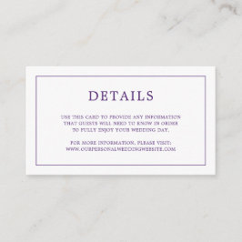 Tarjeta De Recepción Simple Monograma Purple Elegante Boda