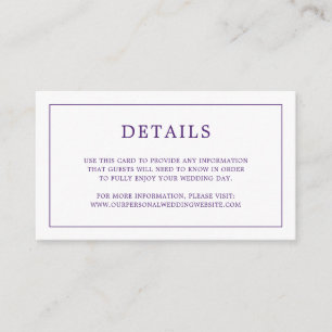 Tarjeta De Recepción Simple Monograma Purple Elegante Boda