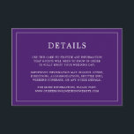 Tarjeta De Recepción Simple Monograma Purple Elegante Boda<br><div class="desc">Una sencilla tarjeta de gabinete boda con un diseño moderno y elegante con sus detalles rodeados de un delgado borde. Todo el texto está en blanco sobre un fondo morado. Las fuentes y los colores de fondo pueden cambiarse a los colores que desee pulsando el botón "personalizar". Una moda y...</div>