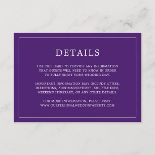 Tarjeta De Recepción Simple Monograma Purple Elegante Boda