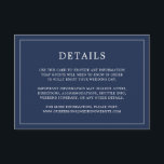 Tarjeta De Recepción Simple Navy Blue Monograma Elegante Boda<br><div class="desc">Una sencilla tarjeta de gabinete boda con un diseño moderno y elegante con sus detalles rodeados de un delgado borde. Todo el texto está en blanco sobre un fondo azul marino. Las fuentes y los colores de fondo pueden cambiarse a los colores que desee pulsando el botón "personalizar". Una moda...</div>