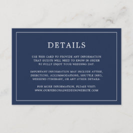 Tarjeta De Recepción Simple Navy Blue Monograma Elegante Boda