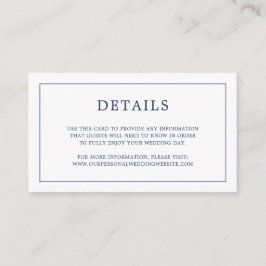 Tarjeta De Recepción Simple Navy Blue Monograma Elegante Boda