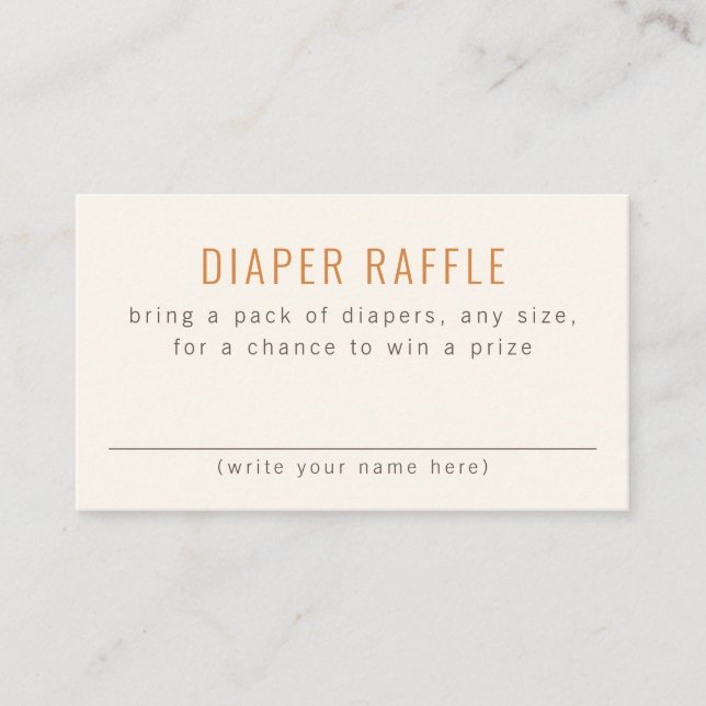 Tarjeta De Recepción Simple Neutral Baby Shower Diaper Raffle (Anverso)