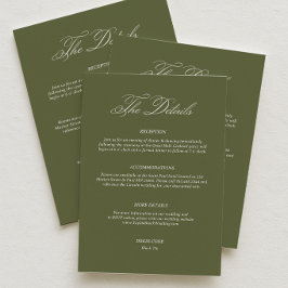Tarjeta De Recepción Simple Olive Green Wedding Details Dress Code