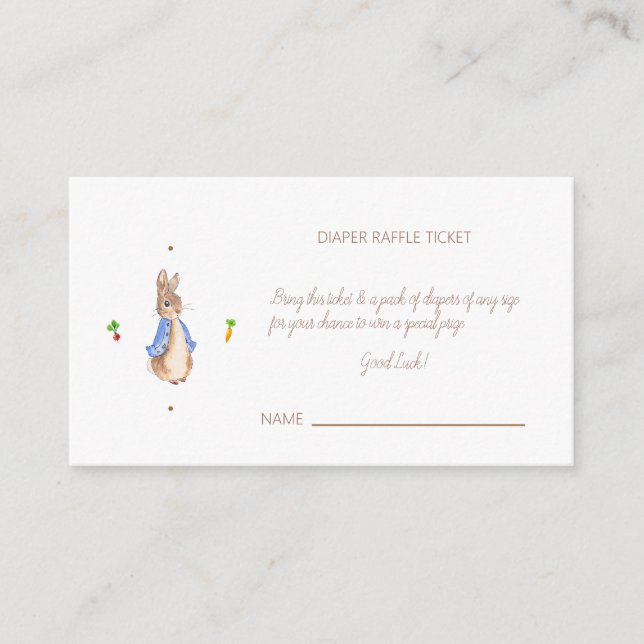 Tarjeta De Recepción Simple Peter the Rabbit Diaper Raffle Ticket (Anverso)