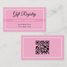 Tarjeta De Recepción Simple Pink Registry Babyshower QR Enclosure Card