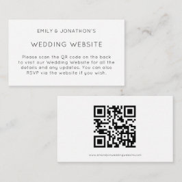 Tarjeta De Recepción Simple QR Code Boda blanco negro