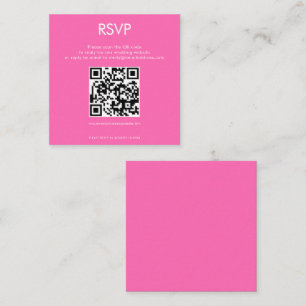 Tarjeta De Recepción Simple QR Code Hot Pink Wedding RSVP
