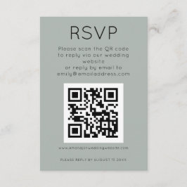 Tarjeta De Recepción Simple QR Code Light Sage Wedding RSVP