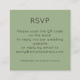 Tarjeta De Recepción Simple QR Code Sage Green Wedding RSVP