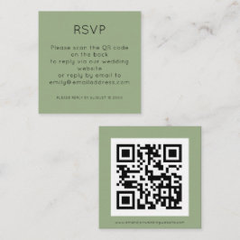 Tarjeta De Recepción Simple QR Code Sage Green Wedding RSVP