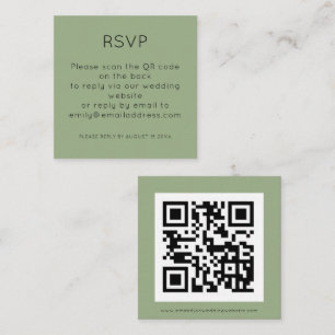 Tarjeta De Recepción Simple QR Code Sage Green Wedding RSVP