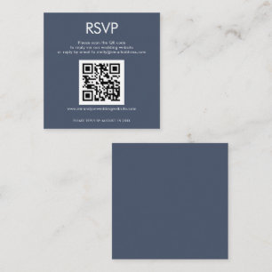 Tarjeta De Recepción Simple QR Código Polvoriento Marina Boda Azul RSVP