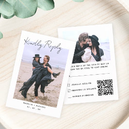 Tarjeta De Recepción Simple respuesta de código QR de Boda RSVP moderno
