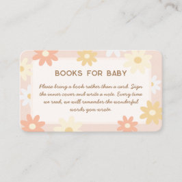 Tarjeta De Recepción Simple Retro Boho Daisy Baby Shower Libros Para Be