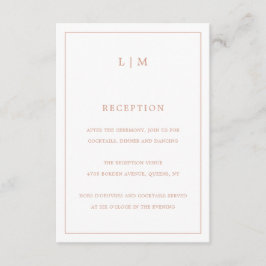 Tarjeta De Recepción Simple Rosa Monograma Rosa Elegante Boda