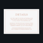 Tarjeta De Recepción Simple Rosa Monograma Rosa Elegante Boda<br><div class="desc">Una sencilla tarjeta de gabinete boda con un diseño moderno y elegante con sus detalles rodeados de un delgado borde. Todo el texto está en oro rosa sobre un fondo blanco. Las fuentes y los colores de fondo pueden cambiarse a los colores que desee pulsando el botón "personalizar". Una moda...</div>