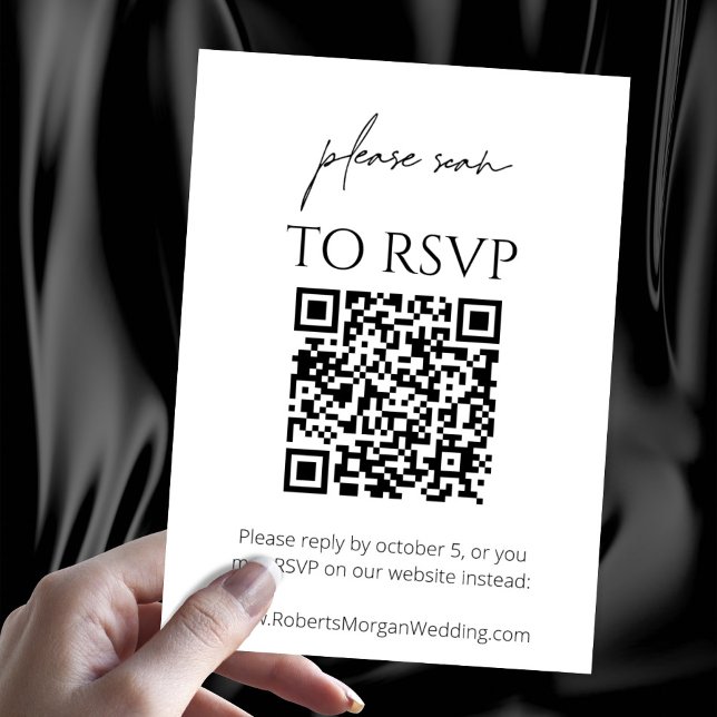 Tarjeta De Recepción Simple RSVP moderna con código QR (Subido por el creador)