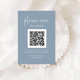 Tarjeta De Recepción Simple RSVP moderna con código QR | Azul agitado