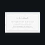 Tarjeta De Recepción Simple Sage Green Monograma Elegante Boda<br><div class="desc">Simple tarjeta de gabinete boda pequeña con un diseño moderno y elegante con sus detalles rodeados por un borde delgado y su monograma en la parte posterior. Todos los elementos de diseño están en color verde sabio y pueden cambiarse en la herramienta de edición de diseño. Una moda y un...</div>