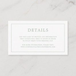 Tarjeta De Recepción Simple Sage Green Monograma Elegante Boda