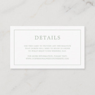 Tarjeta De Recepción Simple Sage Green Monograma Elegante Boda