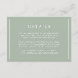 Tarjeta De Recepción Simple Sage Green Monograma Elegante Boda