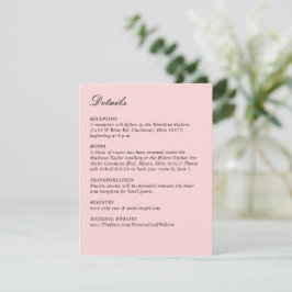 Tarjeta De Recepción Simple Script Precioso Rosa Boda Vertical