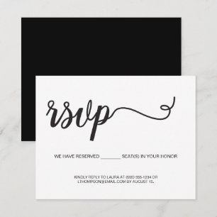 Tarjeta De Recepción Simple Script RSVP Boda Asiento Reservado