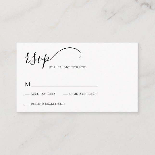 Tarjeta De Recepción Simple Script Wedding RSVP (Anverso)