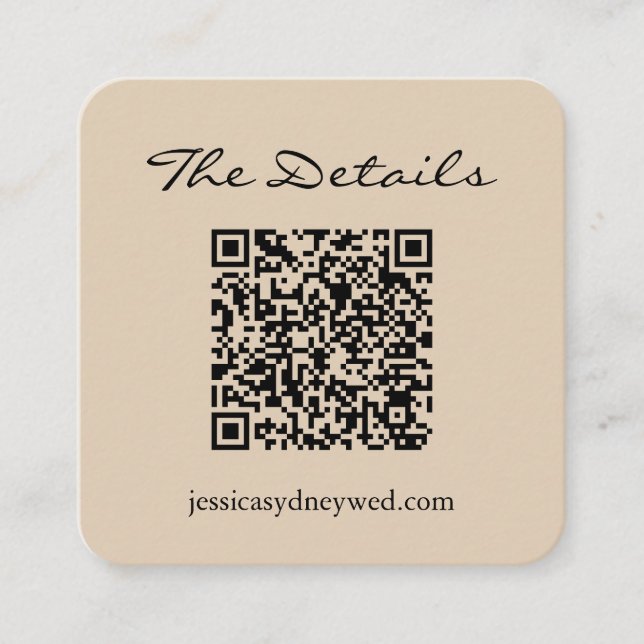 Tarjeta De Recepción Simple Script Wedding RSVP Detalles del código QR  (Anverso)