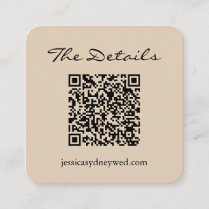 Tarjeta De Recepción Simple Script Wedding RSVP Detalles del código QR