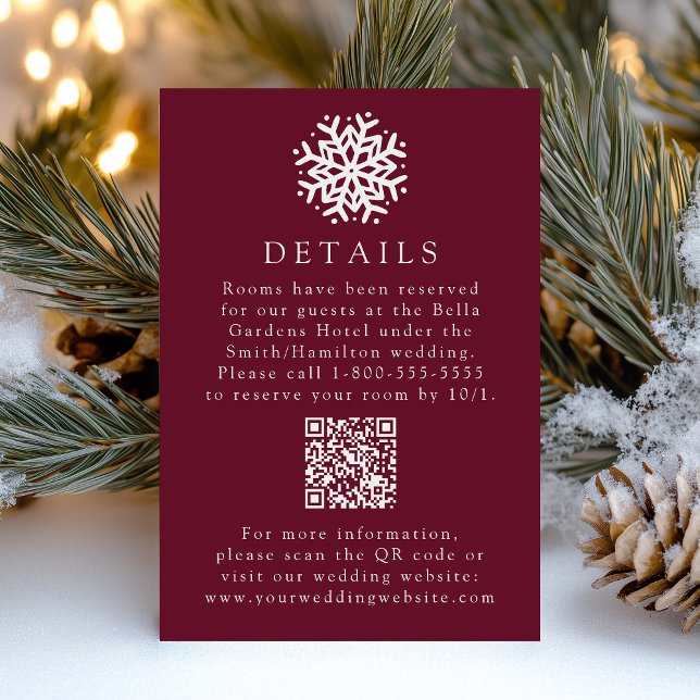 Tarjeta De Recepción Simple Snowflake Wine Boda Detalles Código QR (Subido por el creador)