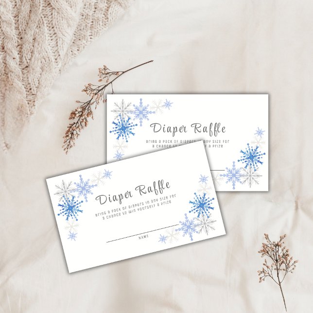 Tarjeta De Recepción Simple Snowflakes Winter Diaper Raffle Shower Game (Simple Snowflakes Winter Diaper Raffle Shower Game Enclosure Card)