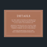 Tarjeta De Recepción Simple Terracota Monograma Elegante Boda<br><div class="desc">Sencilla tarjeta de gabinete de boda de terracota con un diseño moderno y elegante con sus detalles rodeados de un delgado borde. Todo el texto está en blanco sobre un fondo de naranja/óxido quemado. Las fuentes y los colores de fondo pueden cambiarse a los colores que desee pulsando el botón...</div>