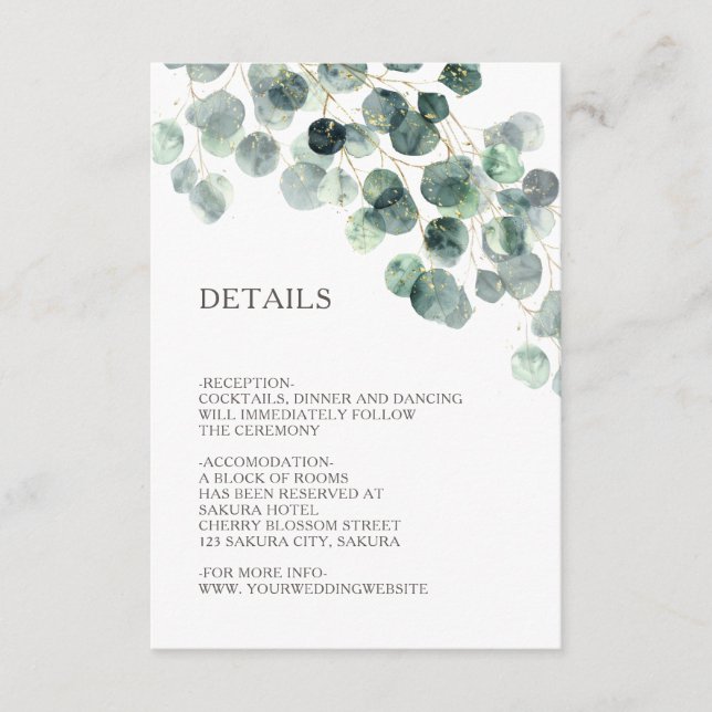Tarjeta De Recepción Simple Watercolor Leave Greenery Wedding (Anverso)