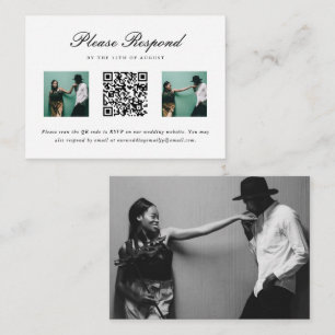 Tarjeta De Recepción Simple Wedding Rsvp con código QR y cuadrícula de 