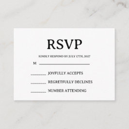 Tarjeta De Recepción Simple Wedding RSVP Enclosure Card